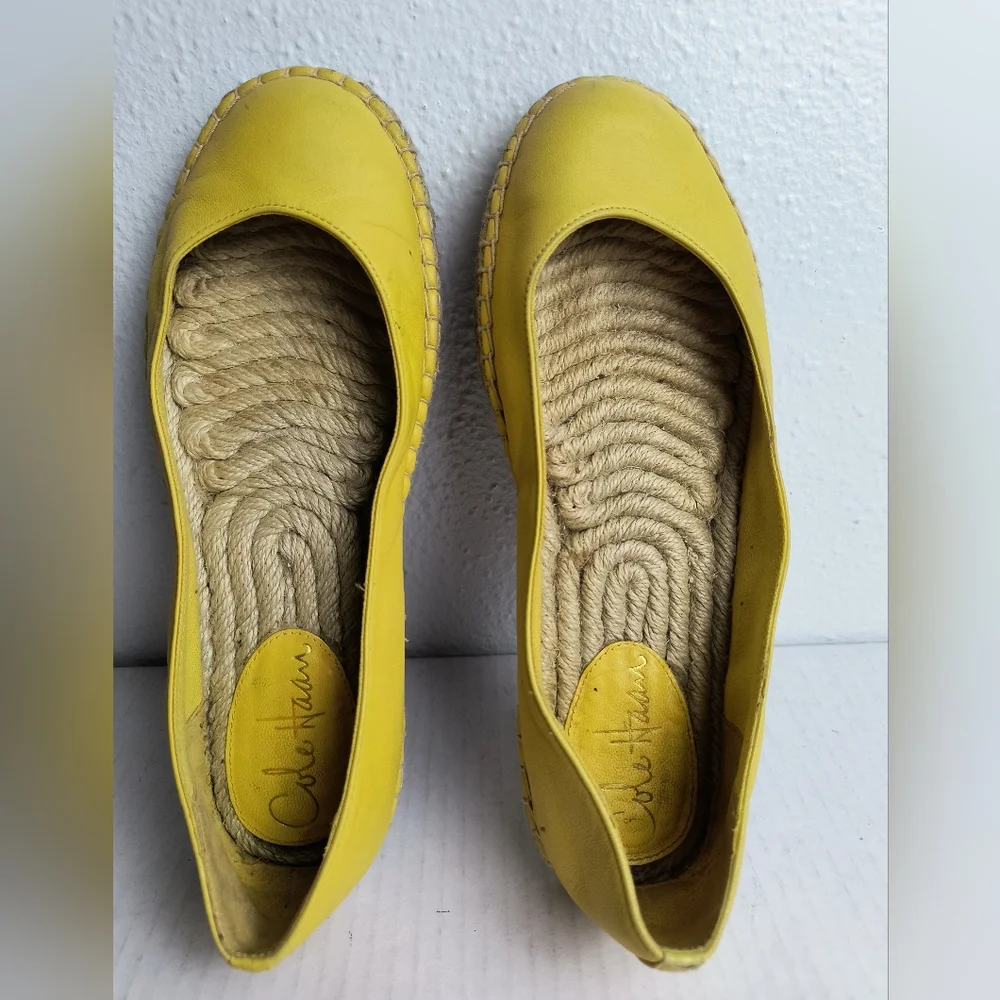 Cole Haan Aimee 6B Yellow Ballet Espadrille Flat Shoes Boho Chic